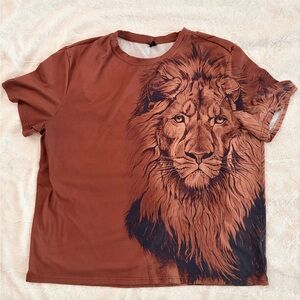 SHEIN Men's 4XL Rust Lion Graphic Tee